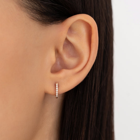 Oval Small 10mm Diamond Hoops