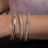 Yellow Gold and Diamond High Polished Double Row Bracelet