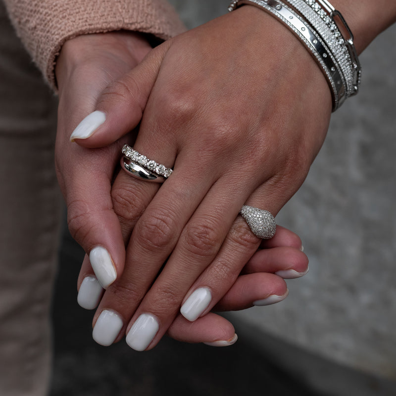 14 Karat White Gold and Diamond Signet Ring