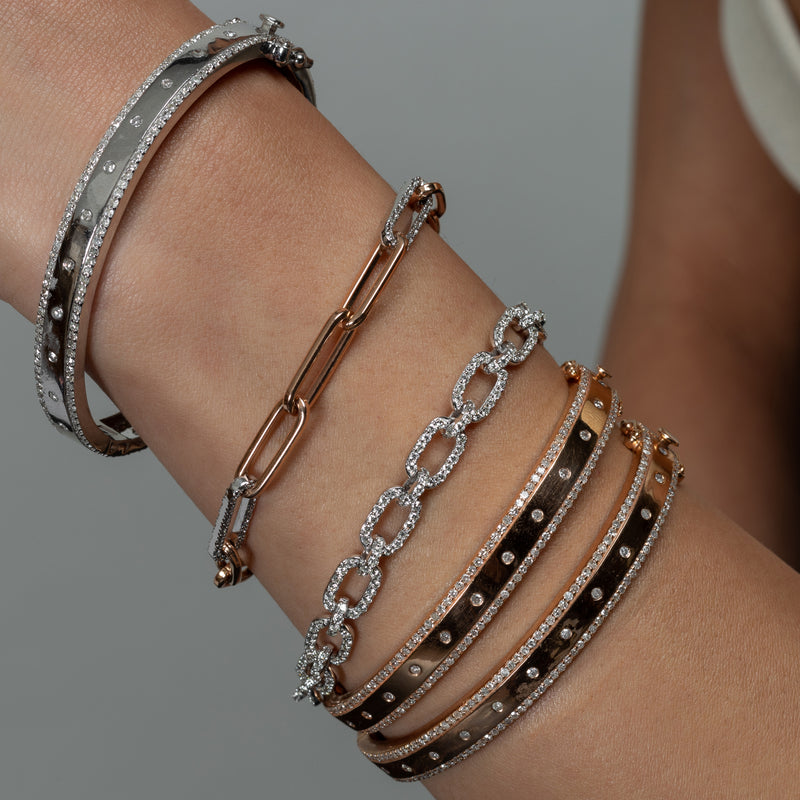 14 Karat White Gold Full Diamond Link Bracelet