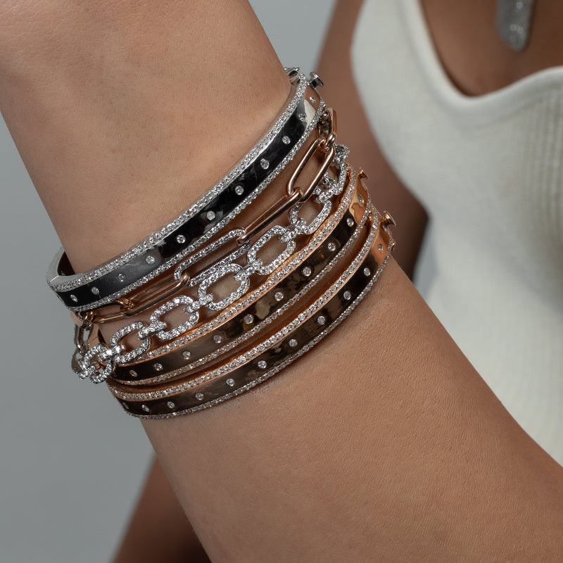 White Gold and Diamond High Polished Blake Bracelet