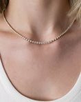 Load image into Gallery viewer, Yellow Gold Half Bezel All The Way 13.00cts Round Diamond 17.00" Tennis Necklace

