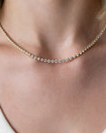 Load image into Gallery viewer, Yellow Gold Half Bezel All The Way 13.00cts Round Diamond 17.00" Tennis Necklace

