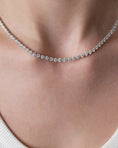 Load image into Gallery viewer, White Gold Half Bezel All The Way 13.00cts Round Diamond 17.00" Tennis Necklace
