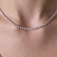 Load image into Gallery viewer, White Gold Half Bezel All The Way 13.00cts Round Diamond 17.00" Tennis Necklace
