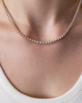 Load image into Gallery viewer, Rose Gold Half Bezel All The Way 13.00cts Round Diamond 17.00" Tennis Necklace
