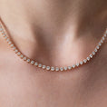 Load image into Gallery viewer, Rose Gold Half Bezel All The Way 13.00cts Round Diamond 17.00" Tennis Necklace
