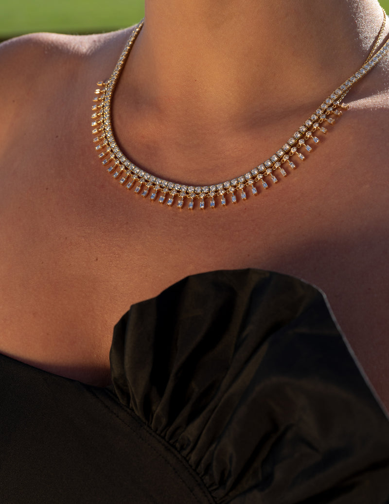 Yellow Gold and Diamond 10.25cts Tennis Necklace