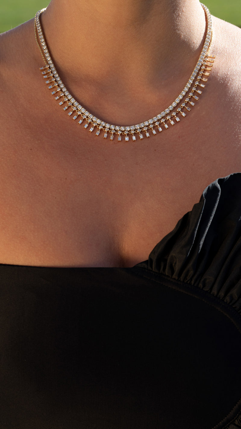 Yellow Gold and Diamond 10.25cts Tennis Necklace