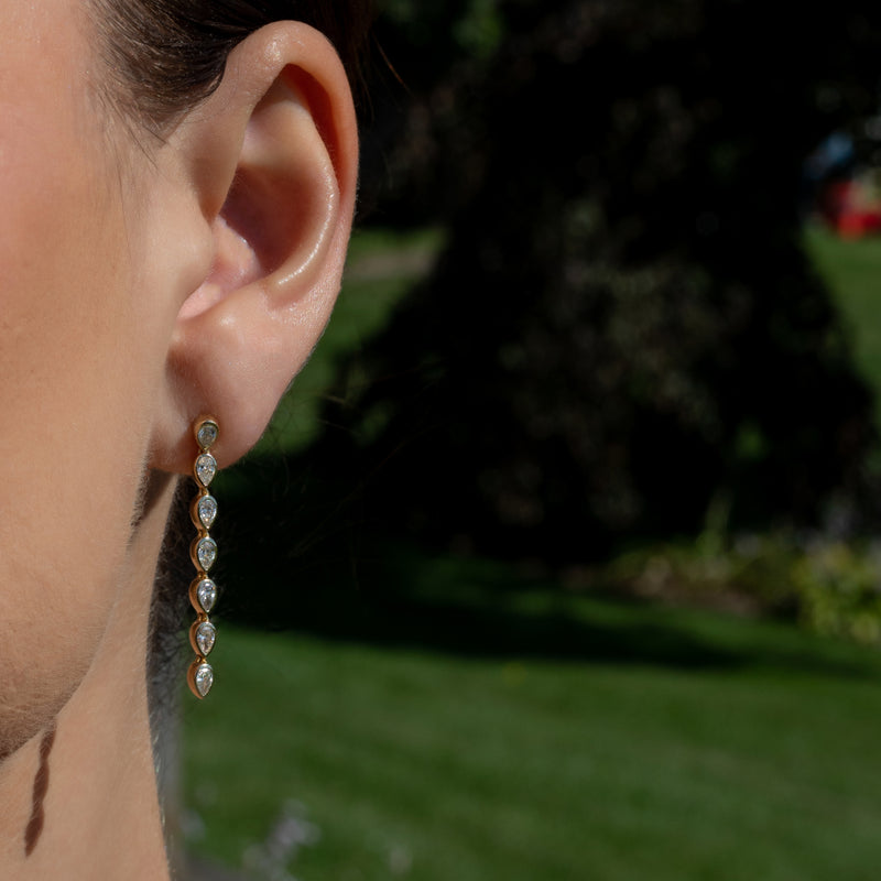 14 Karat Pear Shape Diamond Drop Earrings