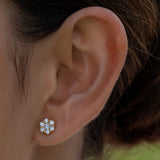 18 Karat Yellow Gold Floral Stud Earrings 1.25cts