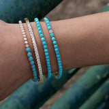 14 Karat Single Diamond Turquoise Bracelet