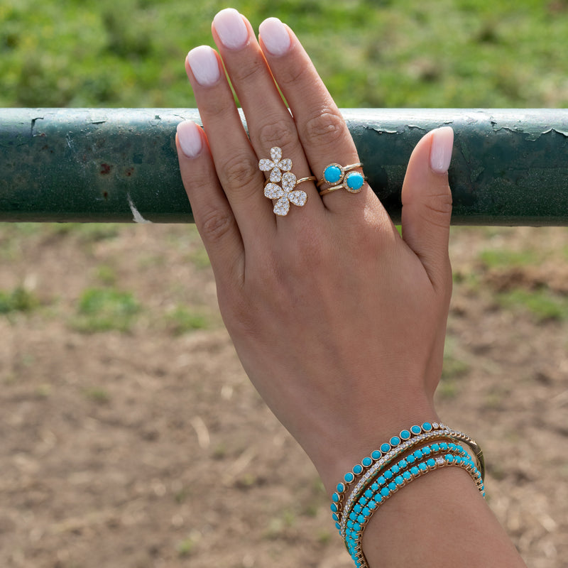 18 Karat Yellow Gold Floral Cocktail Ring