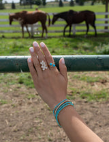 14 Karat Diamond and Turquoise Bezel Tennis Bracelet