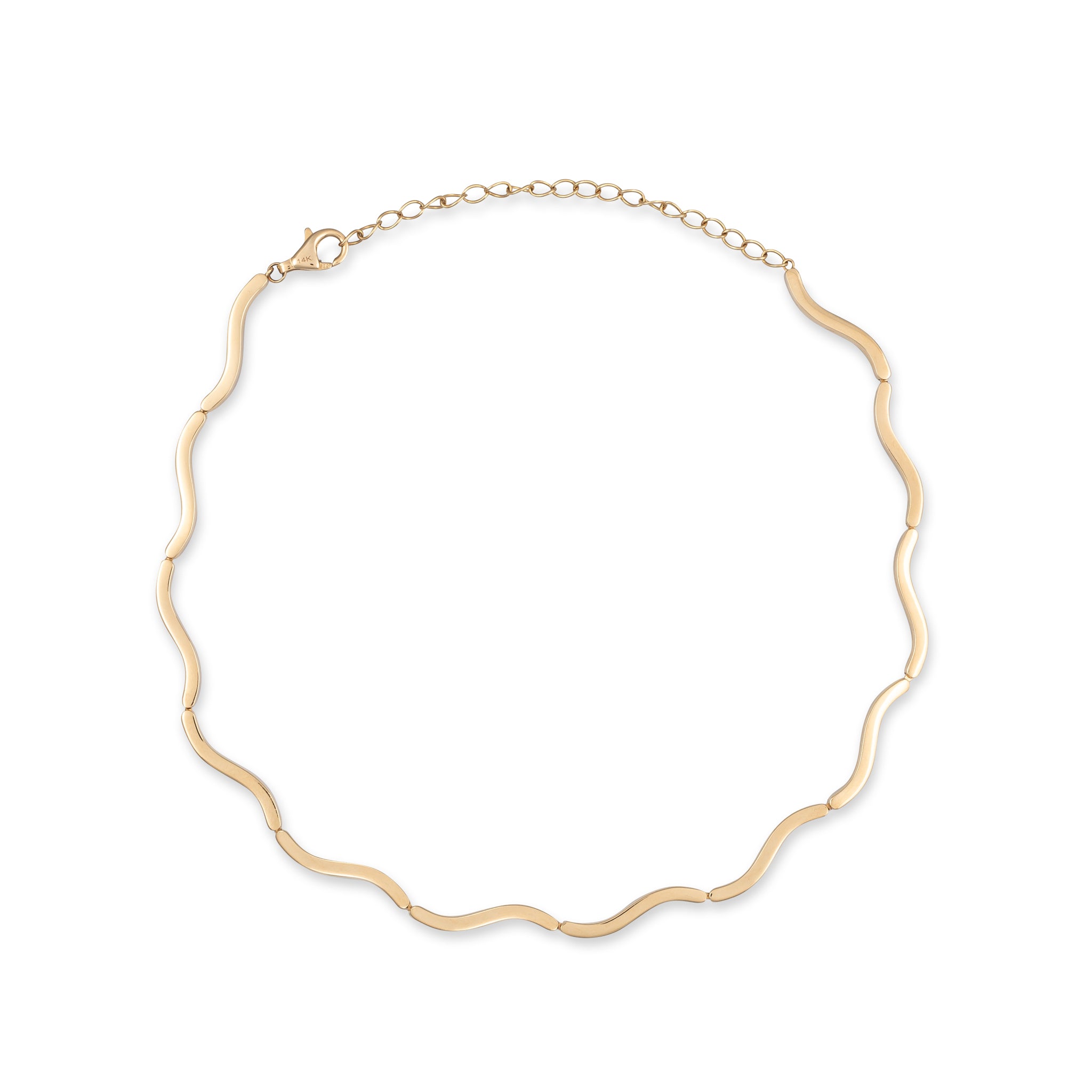 14 Karat Yellow Gold and Wave Necklace