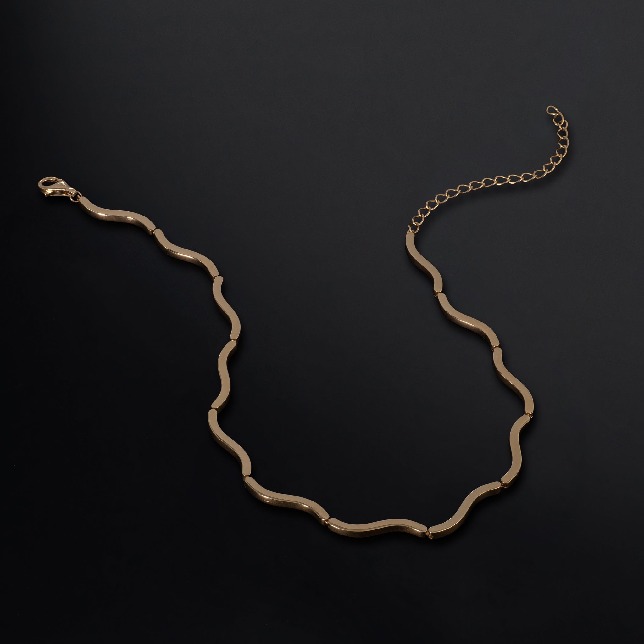 14 Karat Yellow Gold and Wave Necklace
