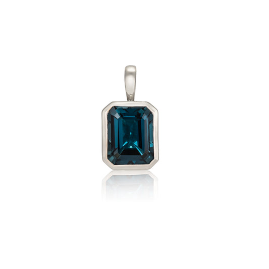 14 Karat White Gold London Blue Topaz Charm