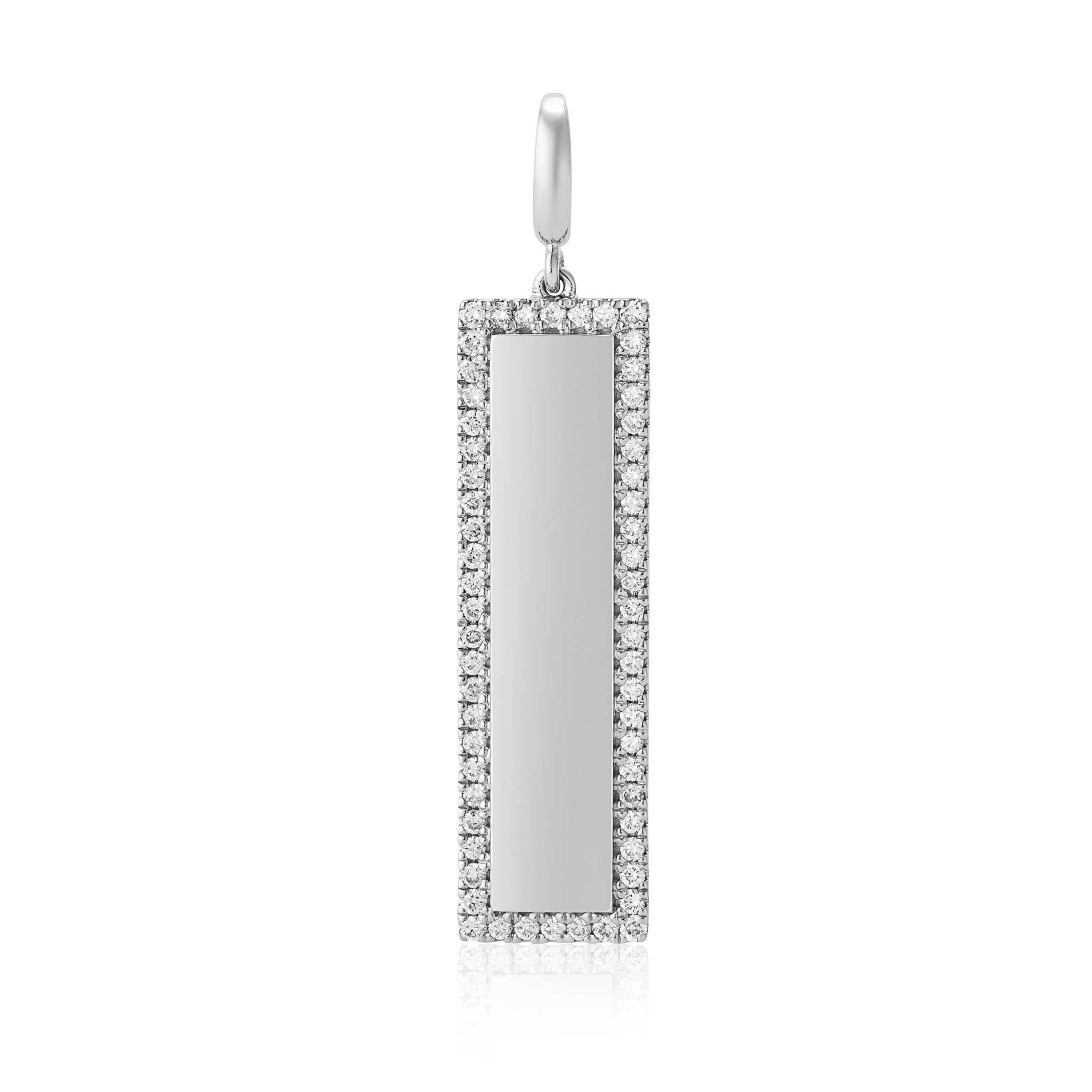 14 Karat White Gold and Diamond Slim Tag Pendant