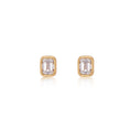 Load image into Gallery viewer, 14 Karat Yellow Gold Emerald Diamond Stud Earrings
