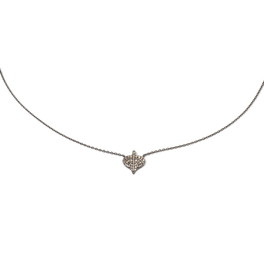 Sterling and Pave Diamond Aspen Leaf Pendant Necklace