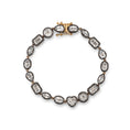 Load image into Gallery viewer, 14 Karat Yellow Gold Multi Shape White Topaz and Rhodium Halo Bracelet
