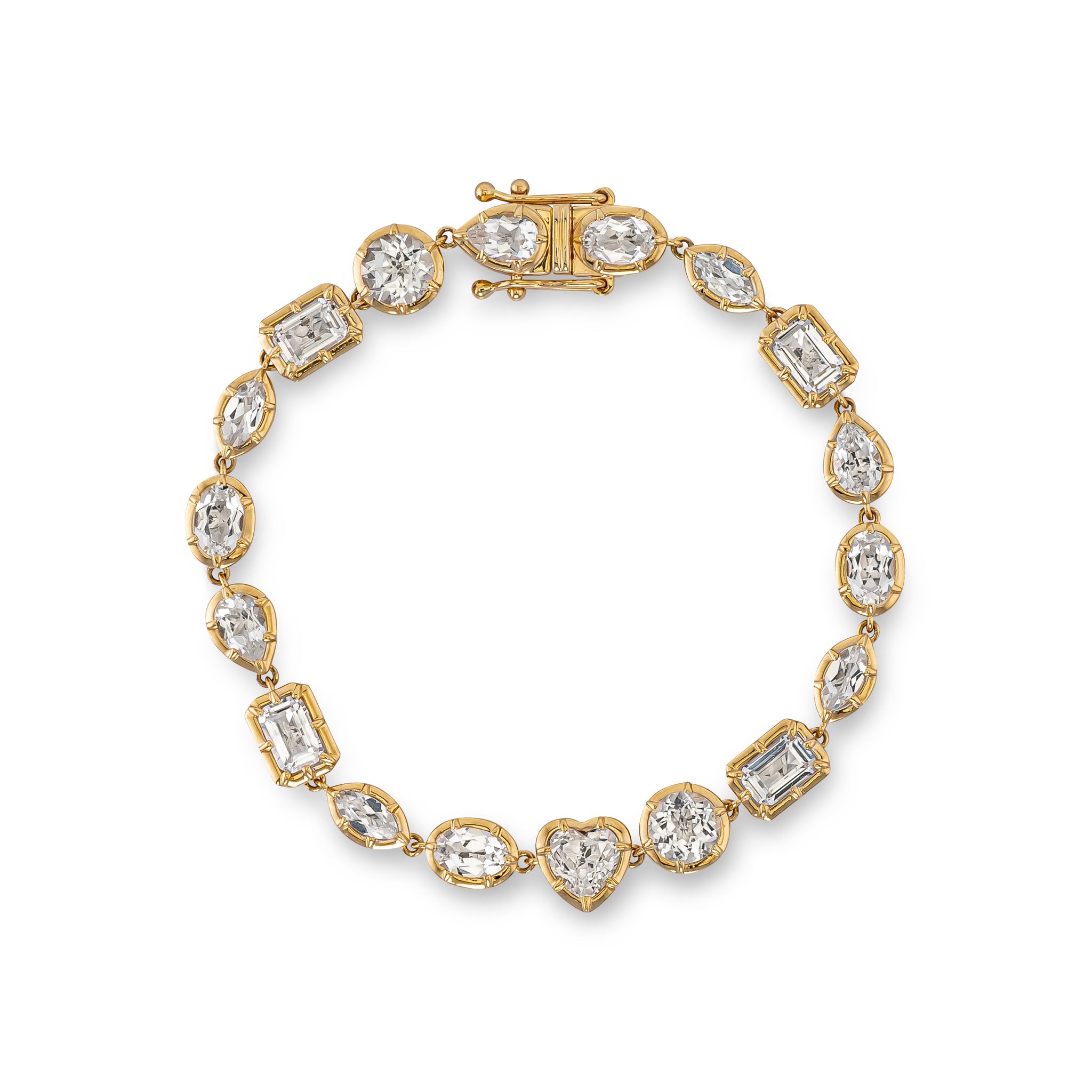 14 Karat Yellow Gold Multi Shape White Topaz Bracelet