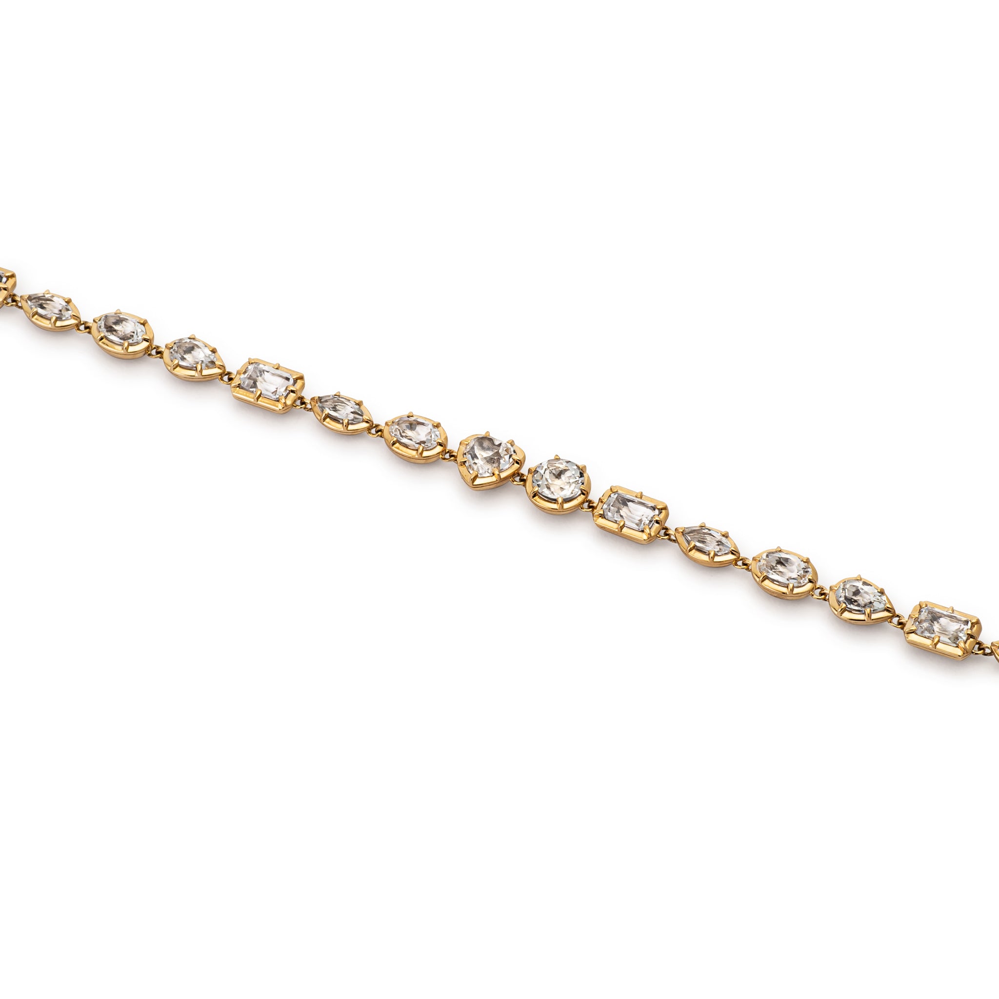 14 Karat Yellow Gold Multi Shape White Topaz Bracelet