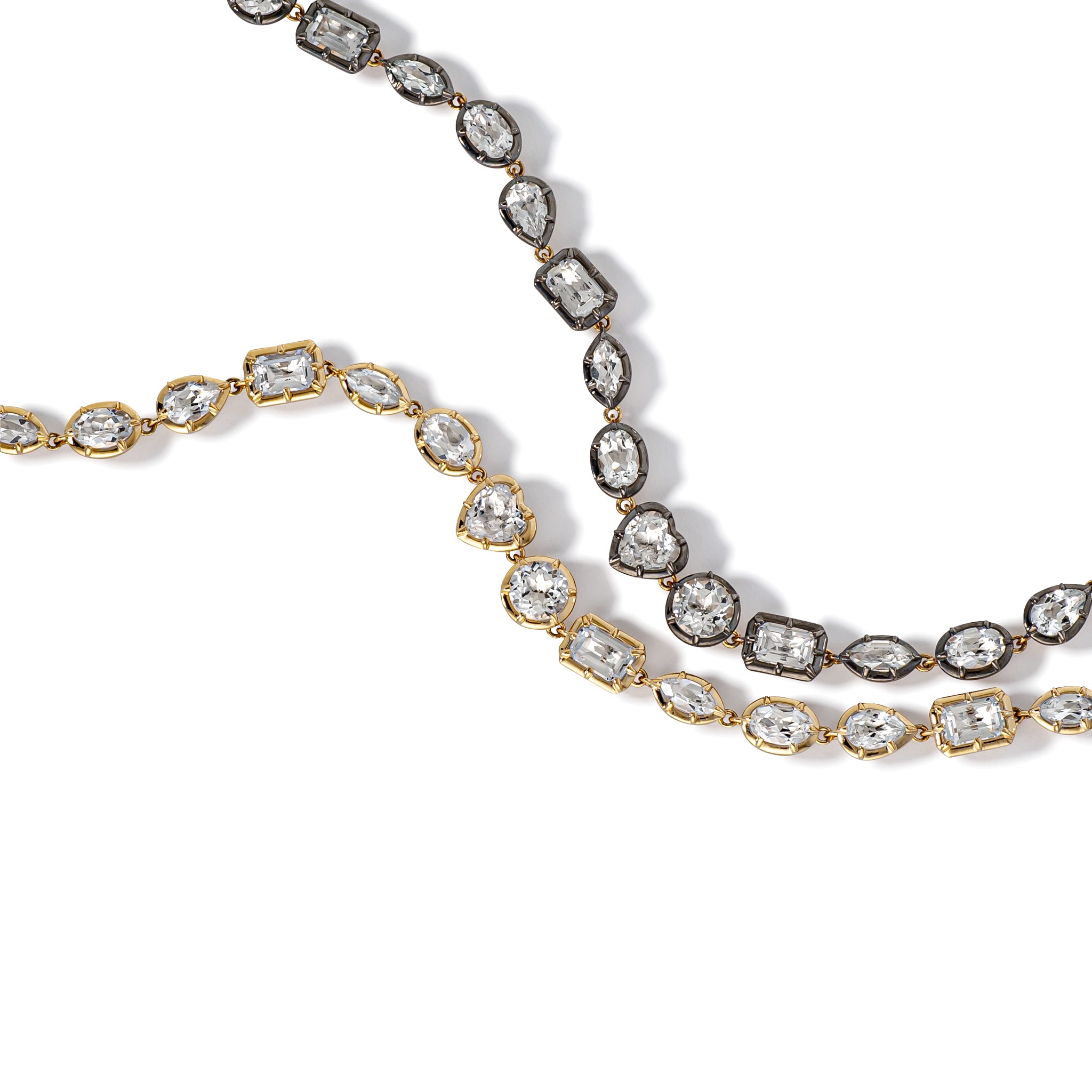 14 Karat Yellow Gold Multi Shape White Topaz Bracelet