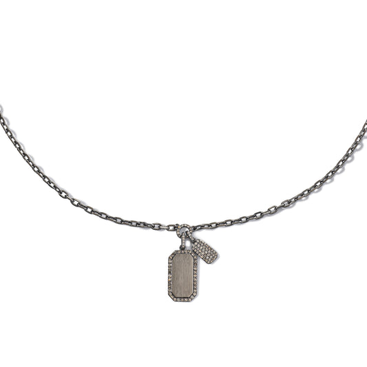 Sterling Silver and Diamond Double Tag Necklace