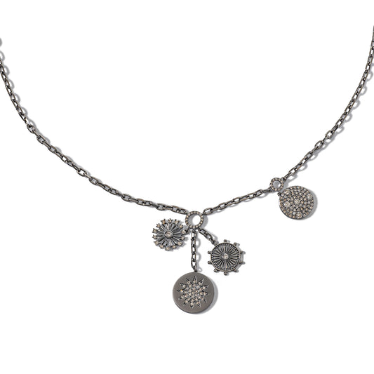 Sterling Silver and Diamond Disk Drop Necklace