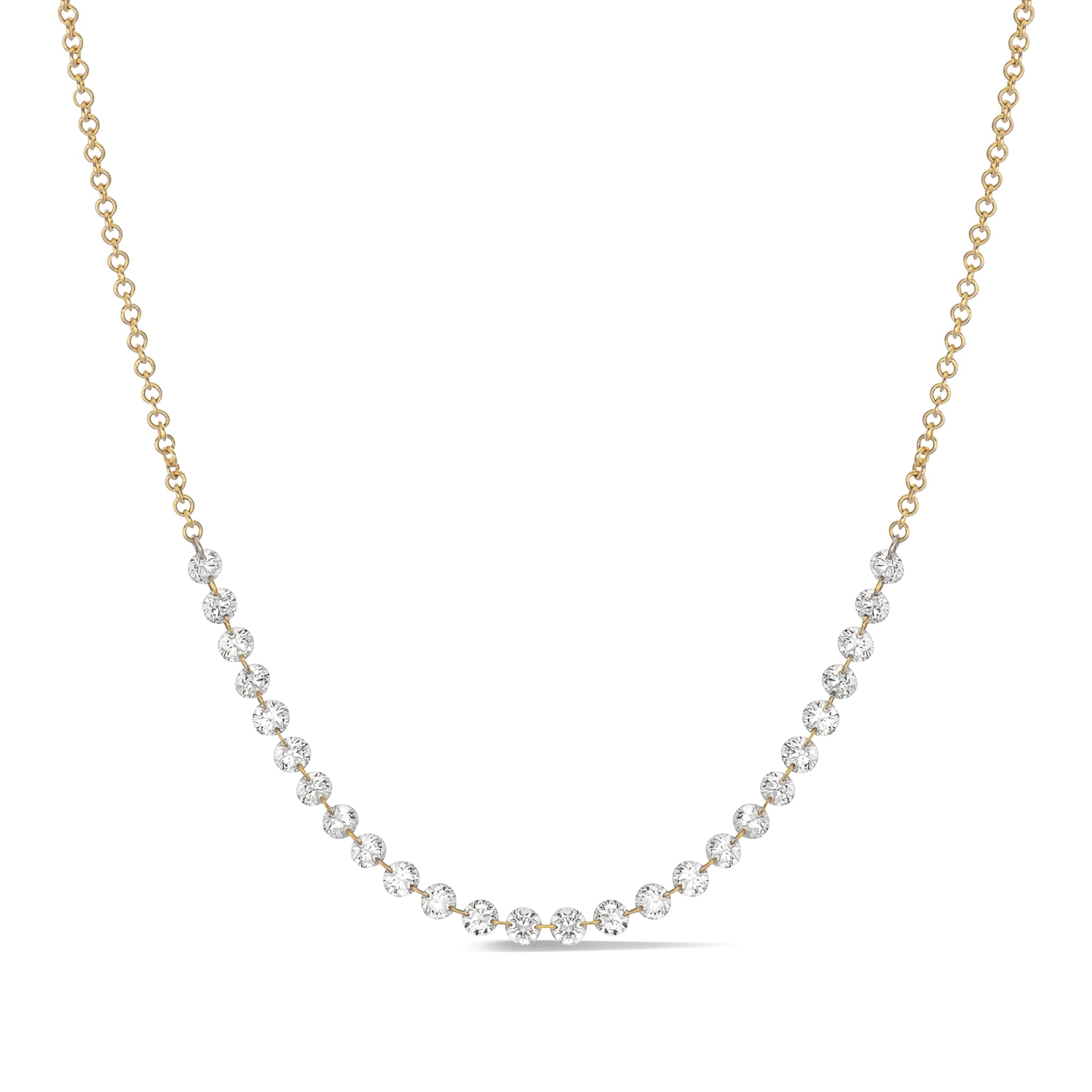 18 Karat Yellow Gold Aspen Air 2.50" Diamond Necklace