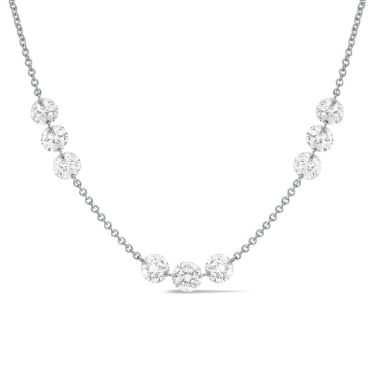 18 Karat White Gold Aspen Air Triple Diamond By The Yard Necklace