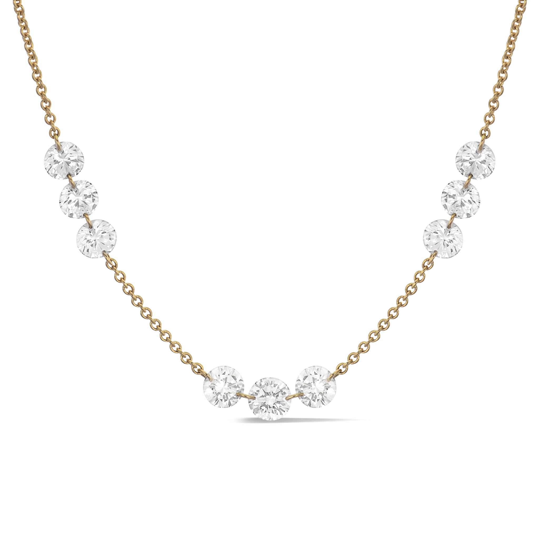 18 Karat Yellow Gold Aspen Air Triple Diamond By The Yard Necklace