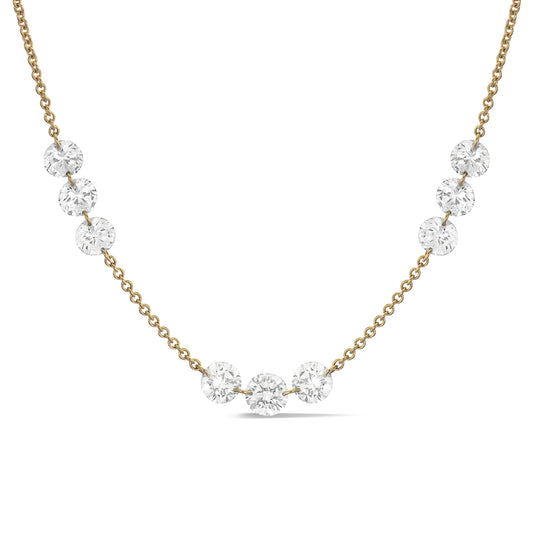 18 Karat Yellow Gold Aspen Air Triple Diamond By The Yard Necklace