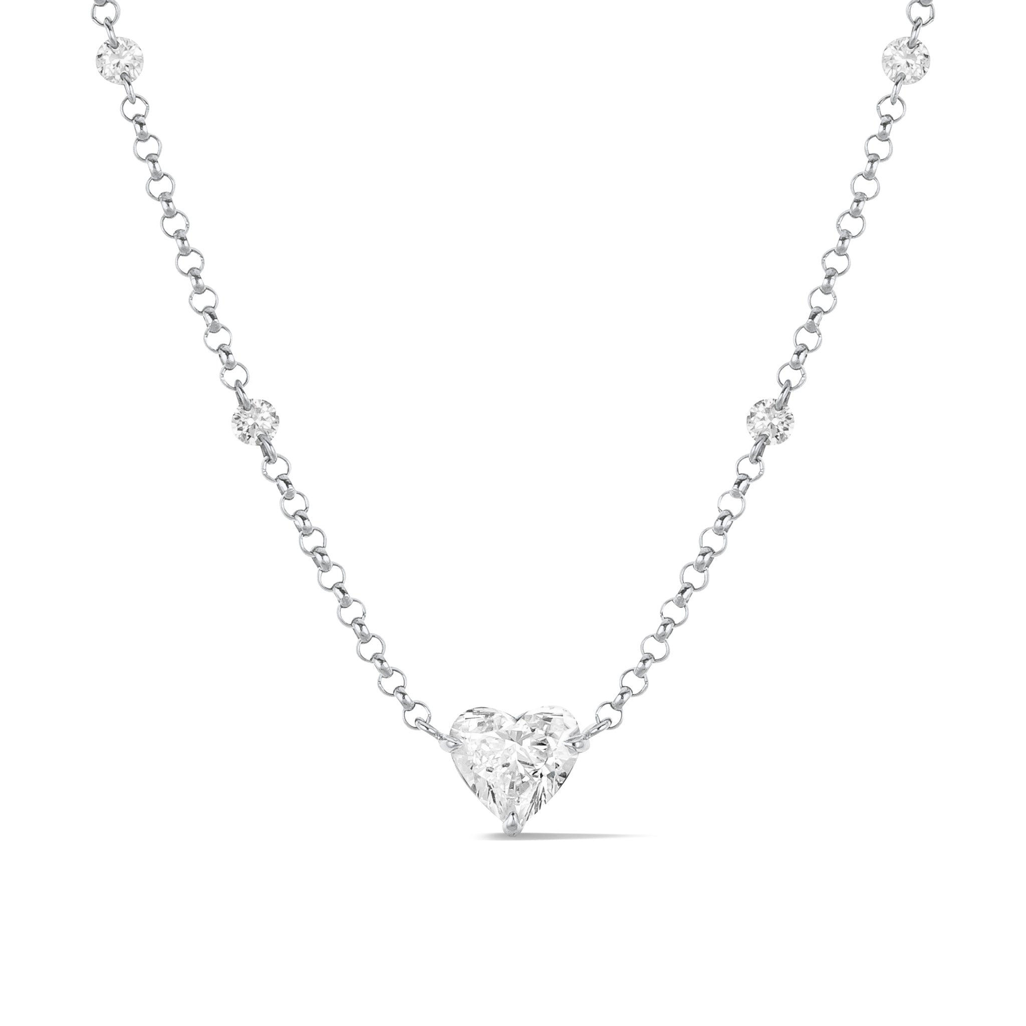 18 Karat White Gold Aspen Air Diamond Heart Necklace