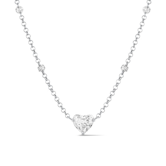 14 Karat White Gold Aspen Air Diamond Heart Necklace