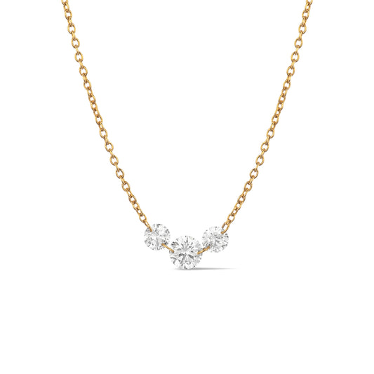 14 Karat Yellow Gold Aspen Air Three Diamond Necklace