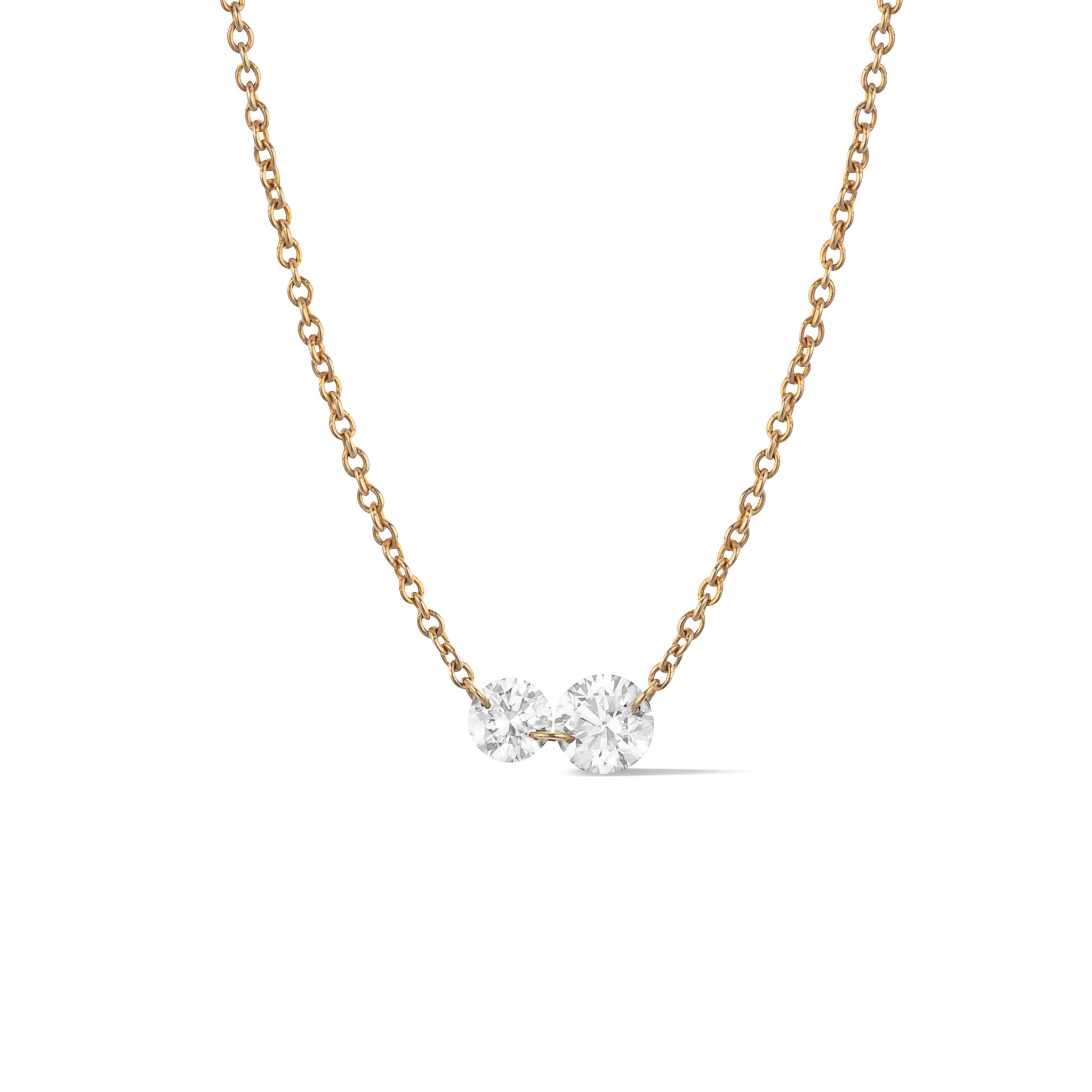 14 Karat Yellow Gold Aspen Air Two Diamond Necklace