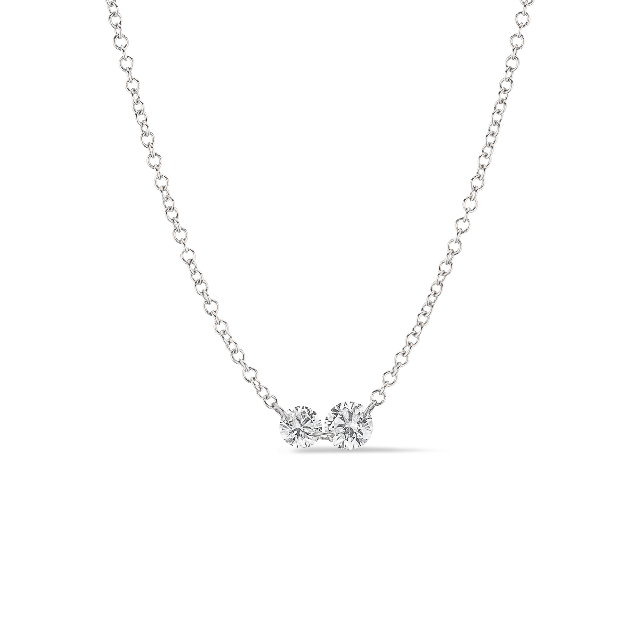 14 Karat White Gold Aspen Air Two Diamond Necklace