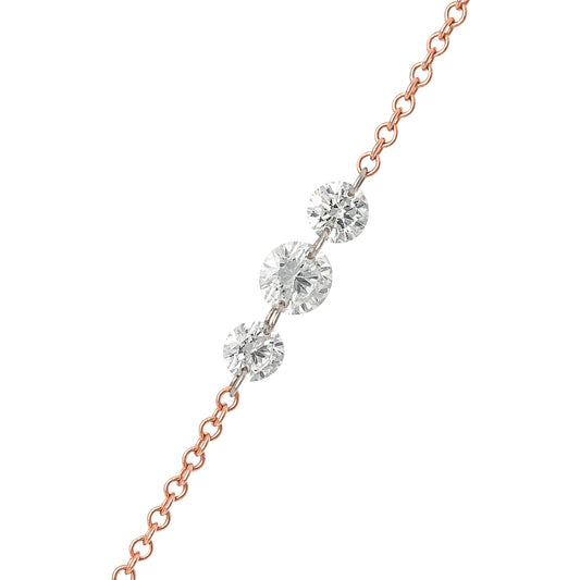 14 Karat Rose Gold Aspen Air Three Diamond Necklace