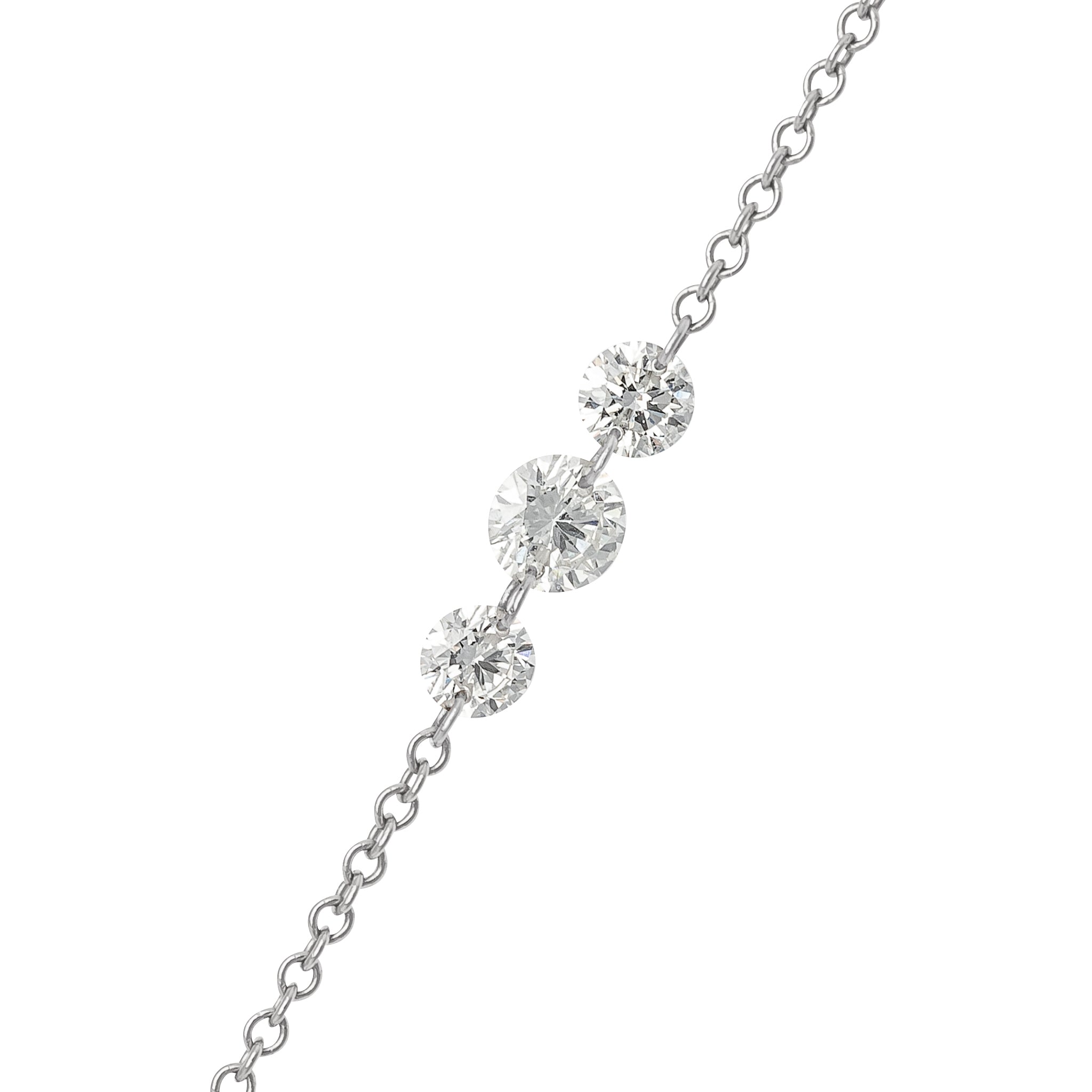 14 Karat White Gold Aspen Air Three Diamond Necklace