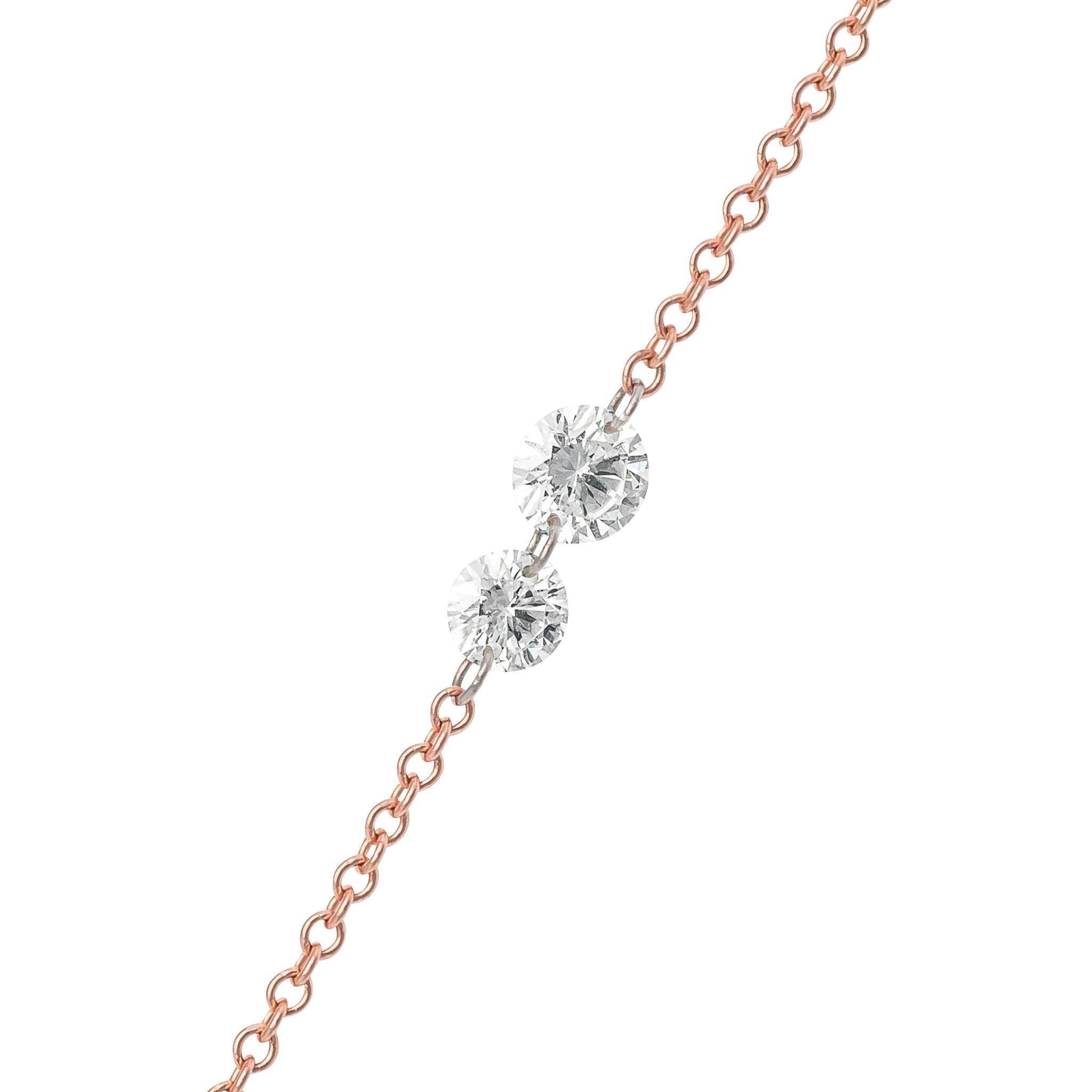 14 Karat Rose Gold Aspen Air Two Diamond Necklace