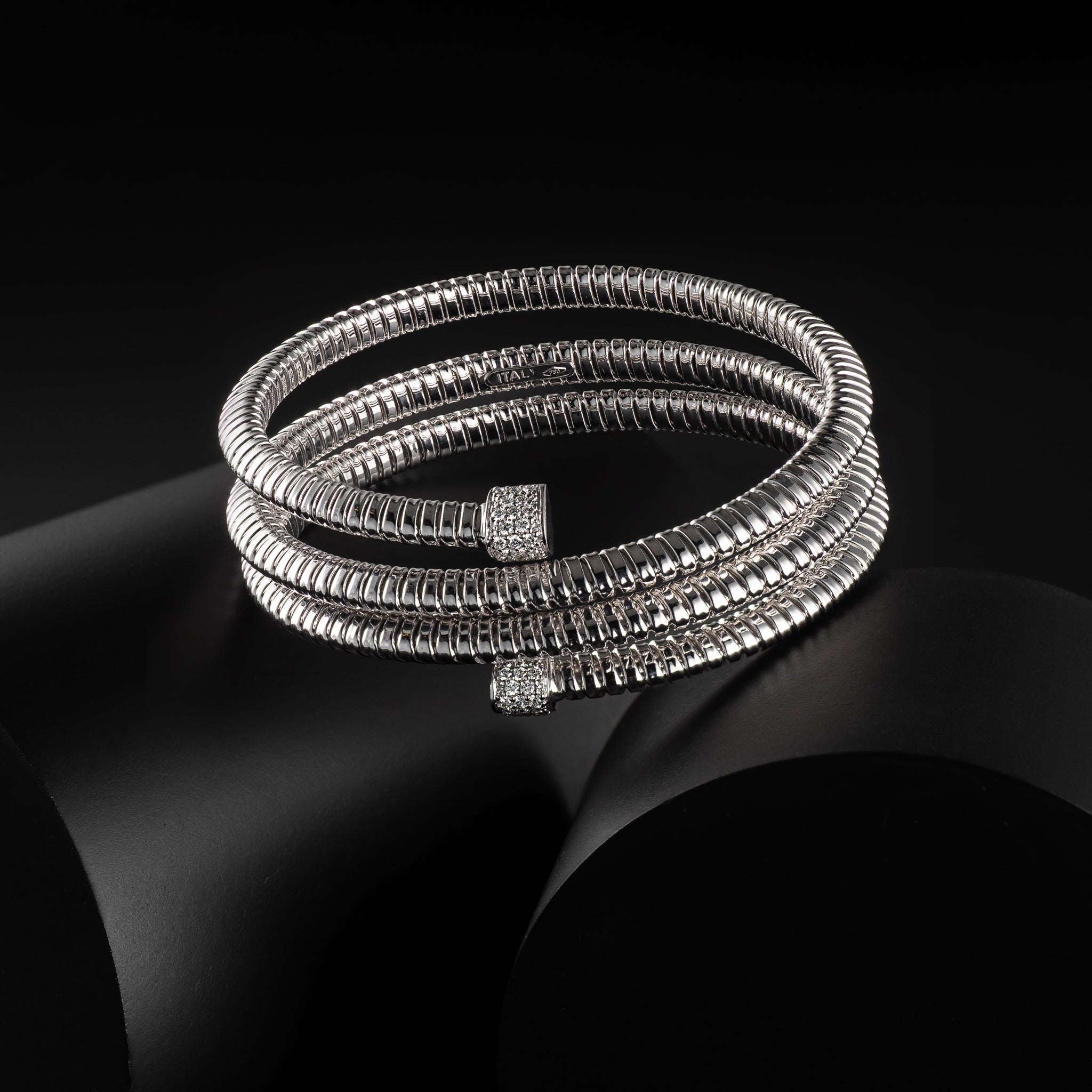 18 Karat White Gold and Diamond Coil Wrap Bracelet