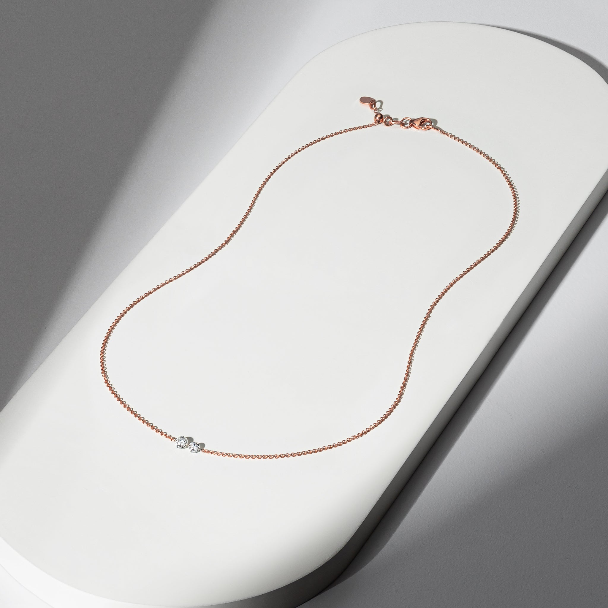 14 Karat Rose Gold Aspen Air Two Diamond Necklace