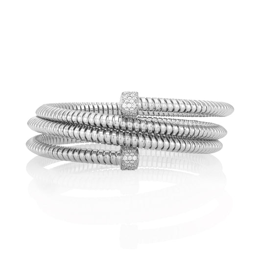 18 Karat White Gold and Diamond Coil Wrap Bracelet