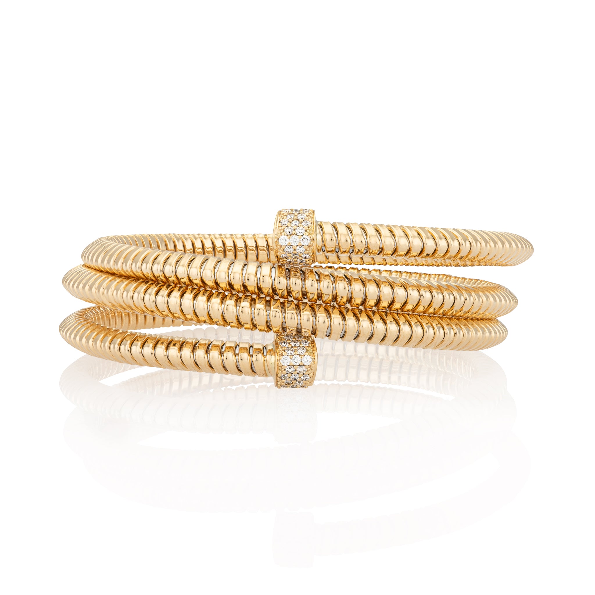 18 Karat Yellow Gold and Diamond Coil Wrap Bracelet