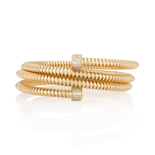 18 Karat Yellow Gold and Diamond Coil Wrap Bracelet