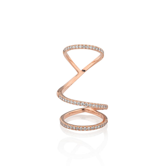 14 Karat Rose Gold Diamond Knuckle Ring