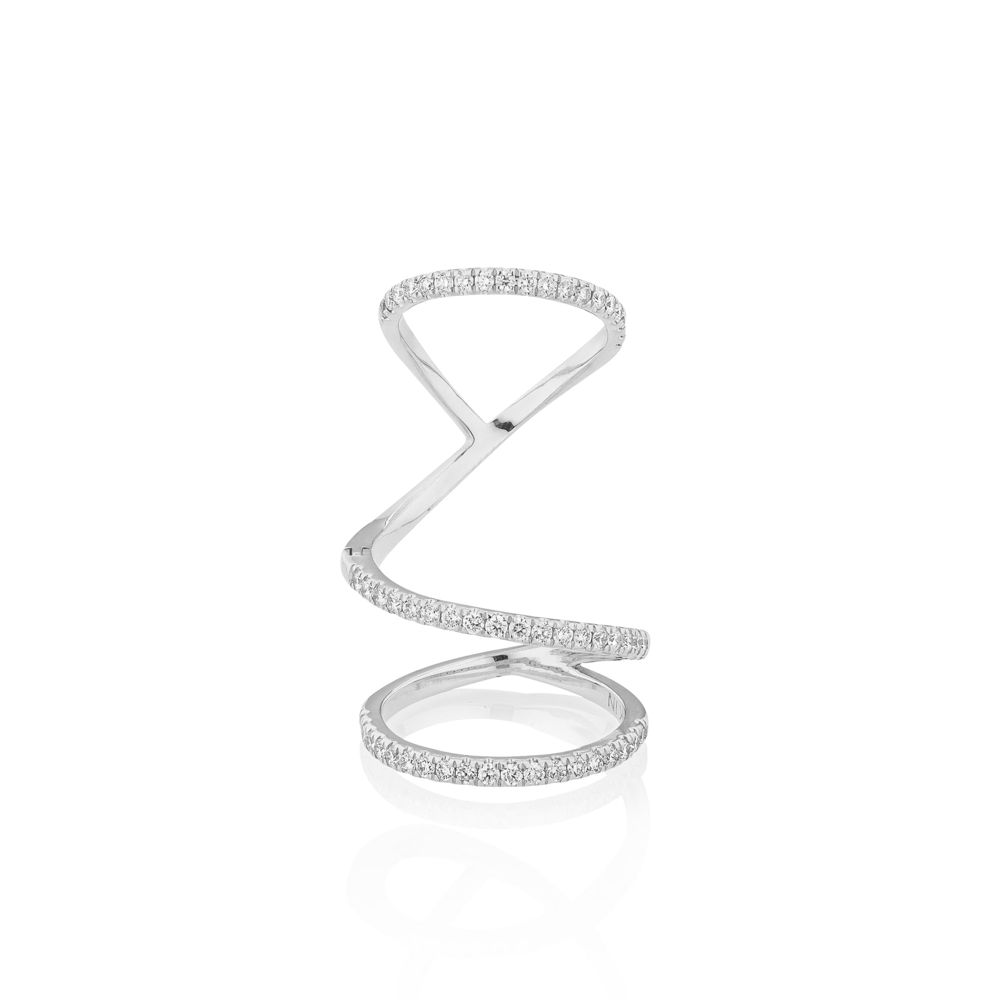 14 Karat White Gold Diamond Knuckle Ring