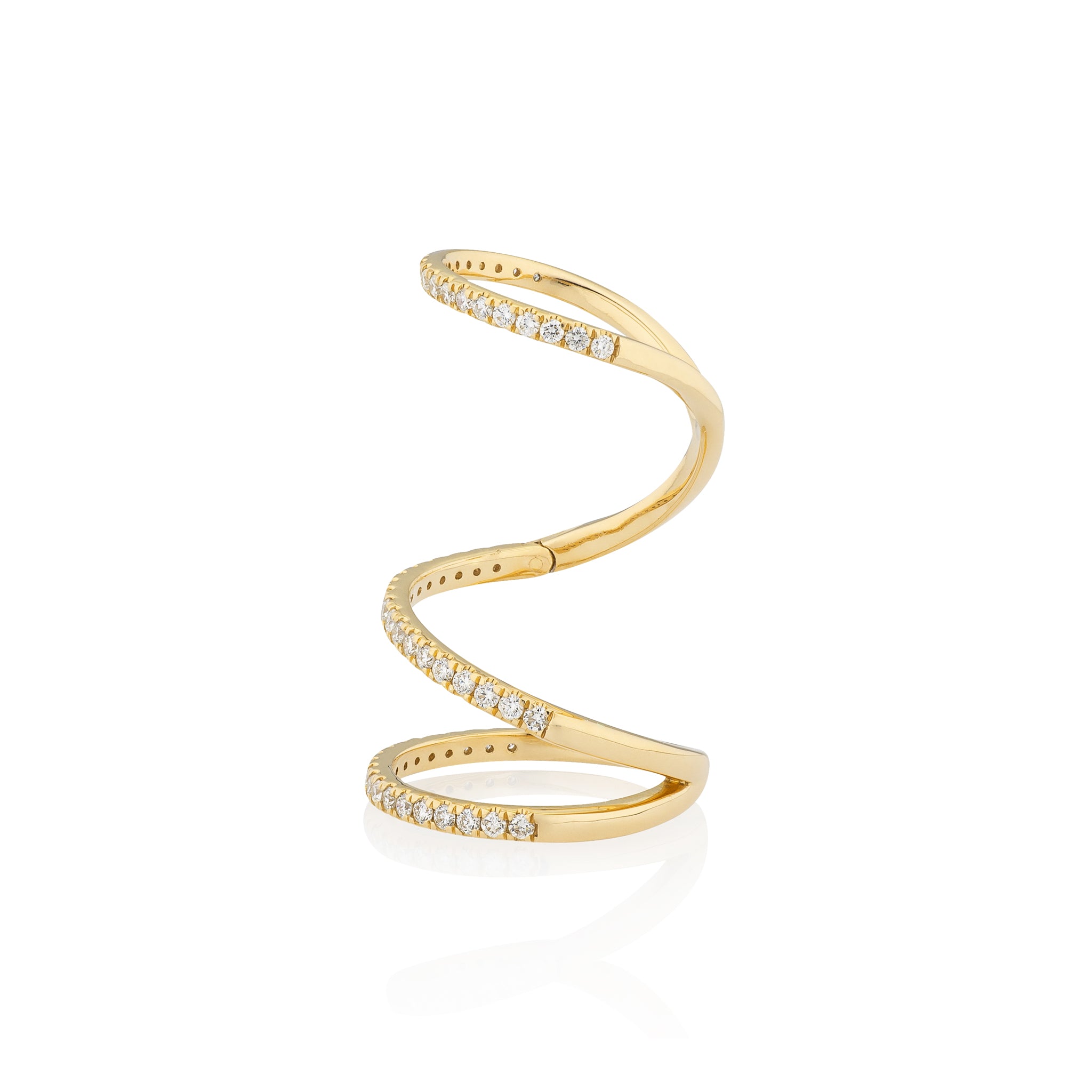 14 Karat Yellow Gold Diamond Knuckle Ring